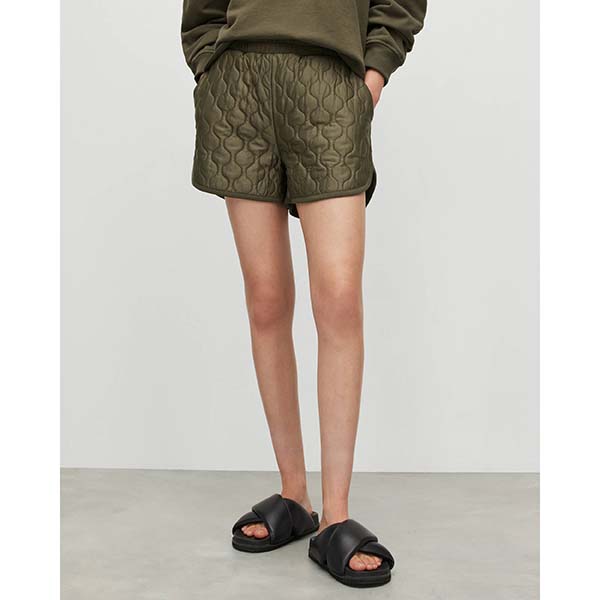 Allsaints Australia Womens Queti Quilted Runner Shorts Olive Green AU09-514